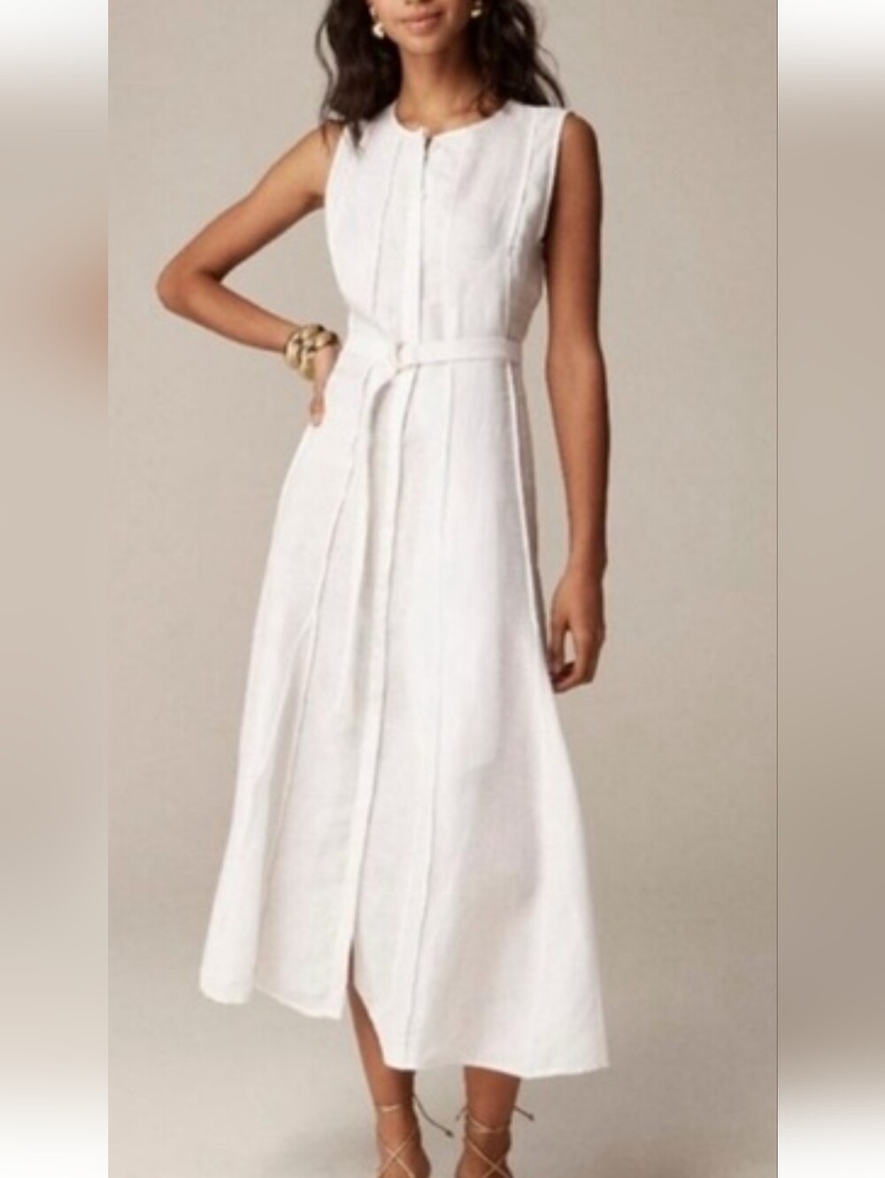 J. Crew Seamed Linen Dress - Picture 1 of 2